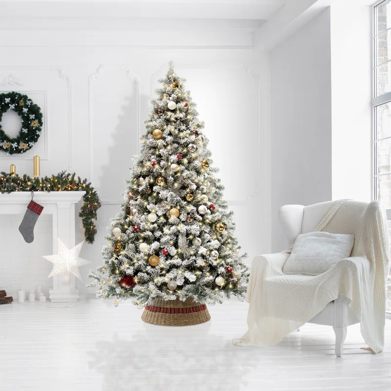 Casafield Woven Christmas Tree Collar with Ribbon and Cord Cutout