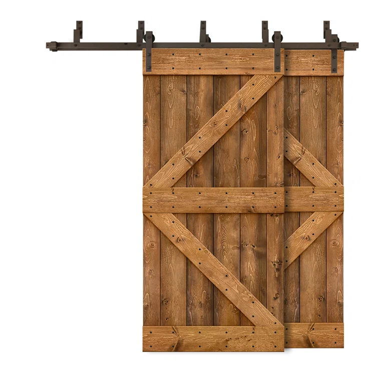 Calhome 84'' Solid Wood Paneled Painted with Installation Hardware Kit Barn Door