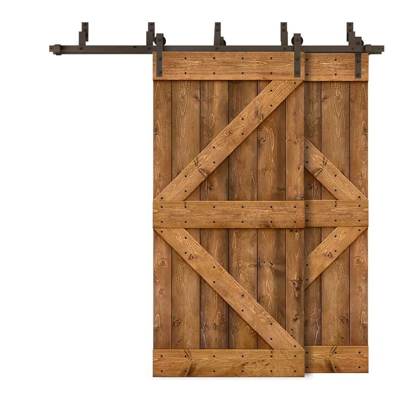 Calhome 84'' Solid Wood Paneled Painted with Installation Hardware Kit Barn Door