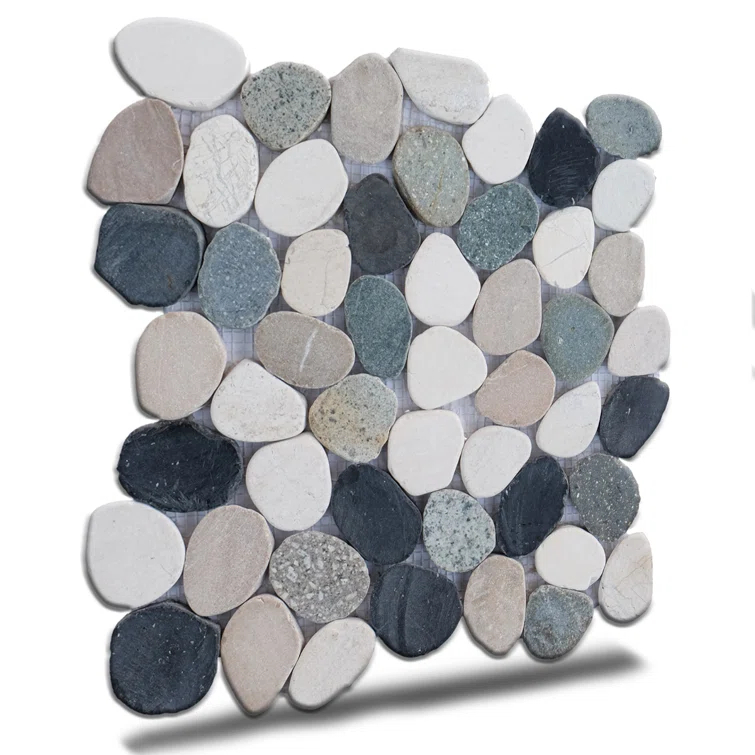 b.o.i Hawaii 12" x 12" Natural Stone Pebbles Mosaic Wall & Floor Tile