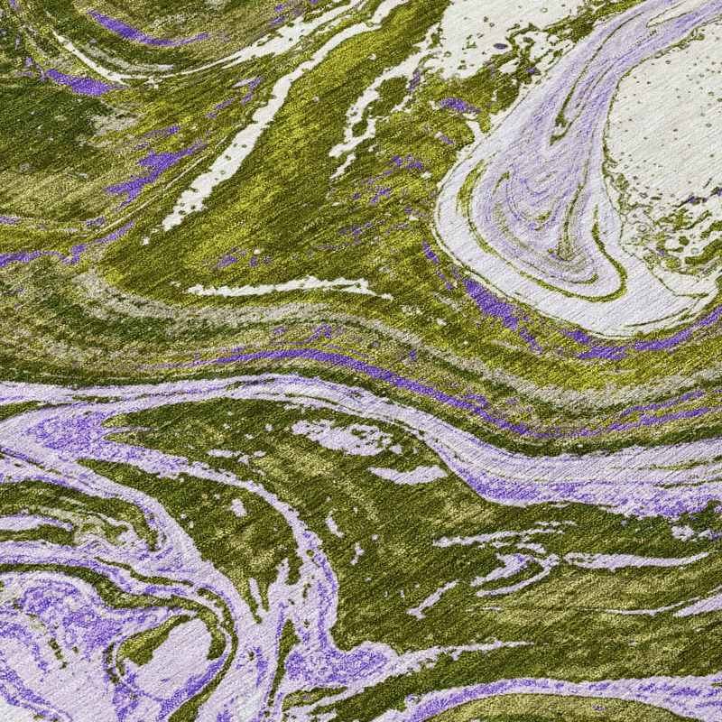 Machine Washable Indoor/Outdoor Chayden ACN1061 Olive Runner Rug