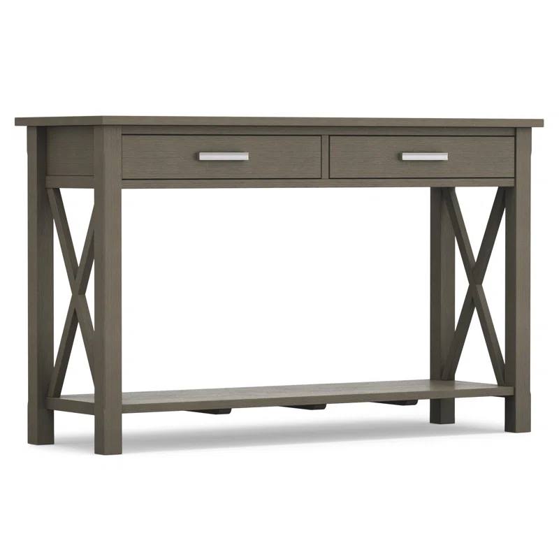 Simpli Home Kitchener 47"W Solid Wood Contemporary Storage Console Table with 2 Drawers and Bottom Storage Shelf