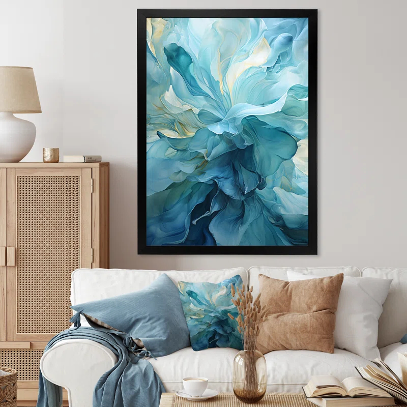 Design Art Aqua Blue And White Serenity Swirl IV " Aqua Blue And White Serenity Swirl IV "