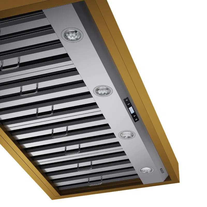 Kucht 48 in. 800 CFM Wall Mounted Range Hood with Gold Accents