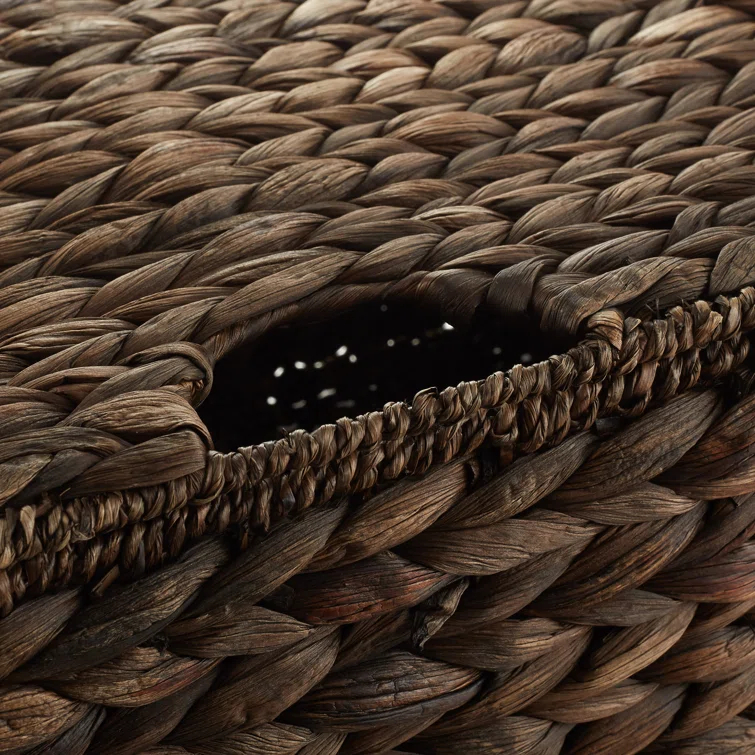 Casafield Casafield Water Hyacinth Rectangular Storage Baskets with Lids (Medium and Large)