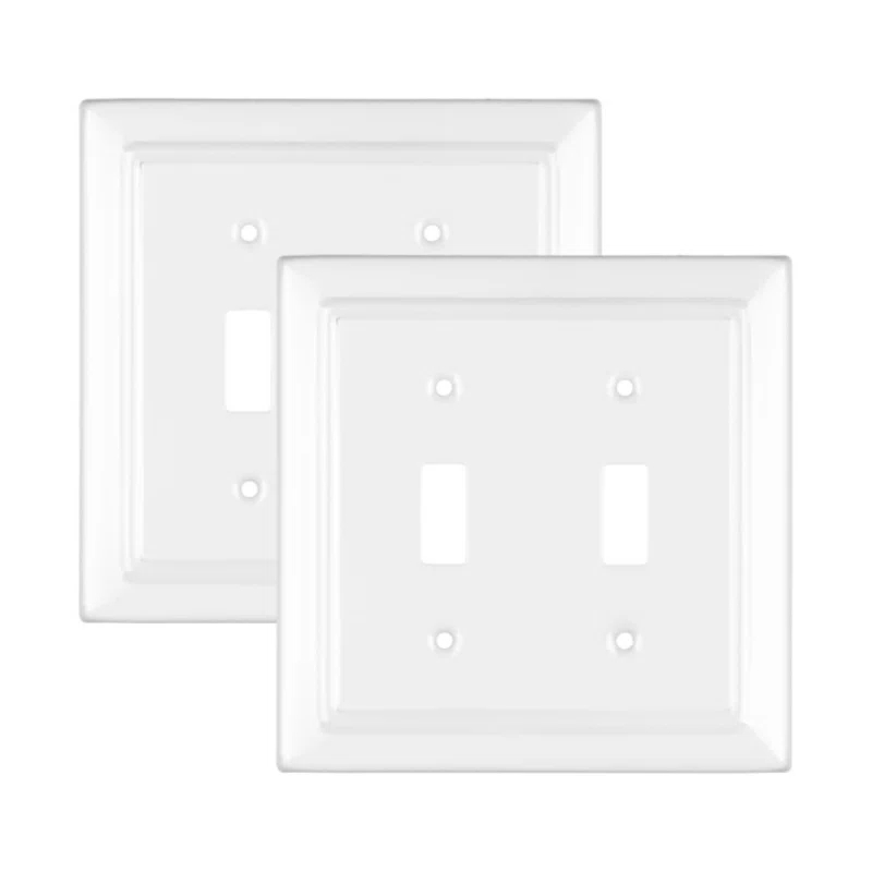 Monarch Abode Architectural 2 - Gang Toggle Light Switch Standard Wall Plate (Set of 2)