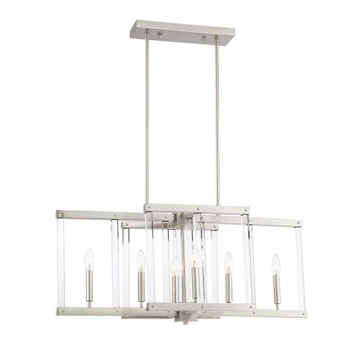 Regent Polished Nickel 34" Linear Crystal Cage Chandelier