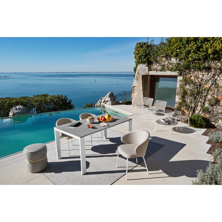 Dorian 6-10 Seater Extending Outdoor Dining Table in Porphyry Brown and White