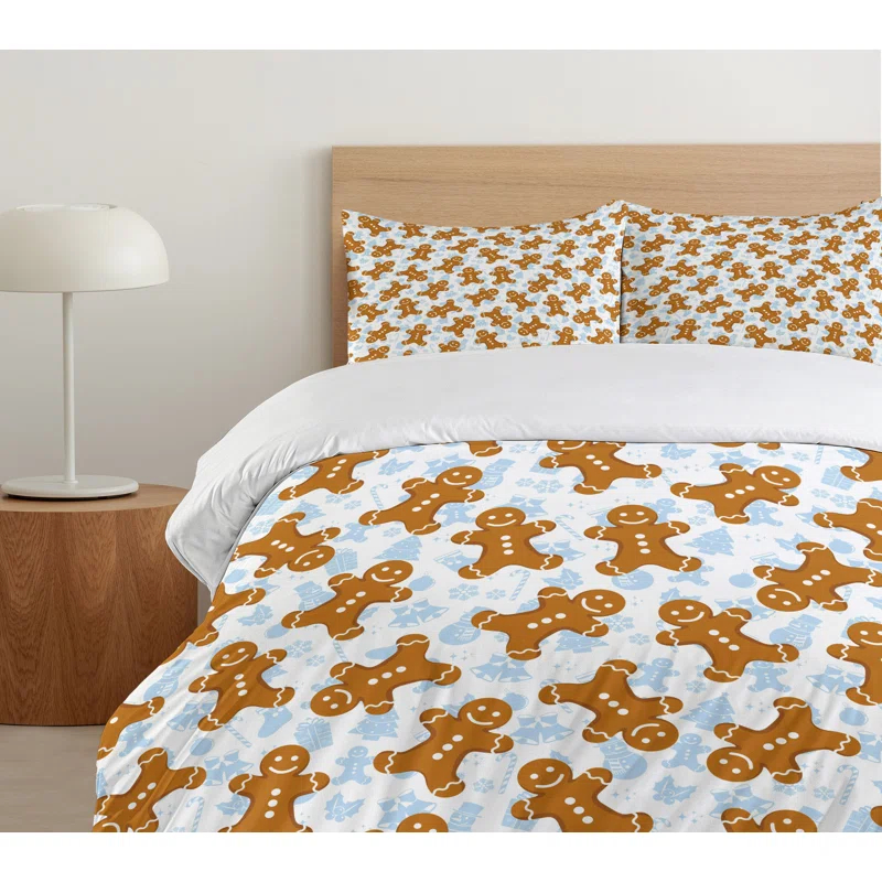 Ambesonne Gingerbread Man Modern & Contemporary Abstract Duvet Cover Set