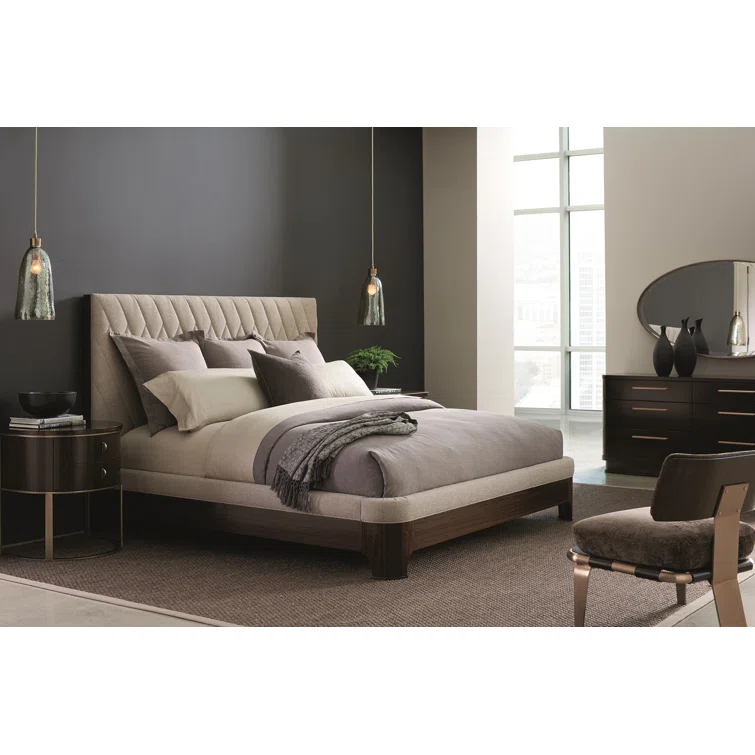 Transitional Aged Bourbon 6-Drawer Dresser with Golden Bronze Pulls