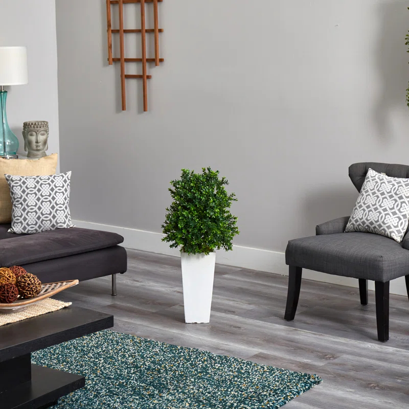 Primrue Sweet Grass Artificial Plant in White Tower Planter (Indoor/Outdoor)