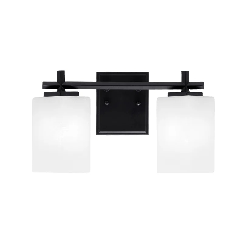 Toltec Lighting Franklin 2 Light Bath Bar With 3.5" Square White Marble Glass
