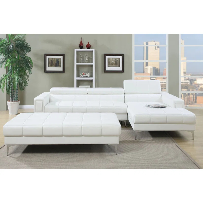 Hollywood Decor Reversible Modular Sofa and Chaise in Bonded Leather