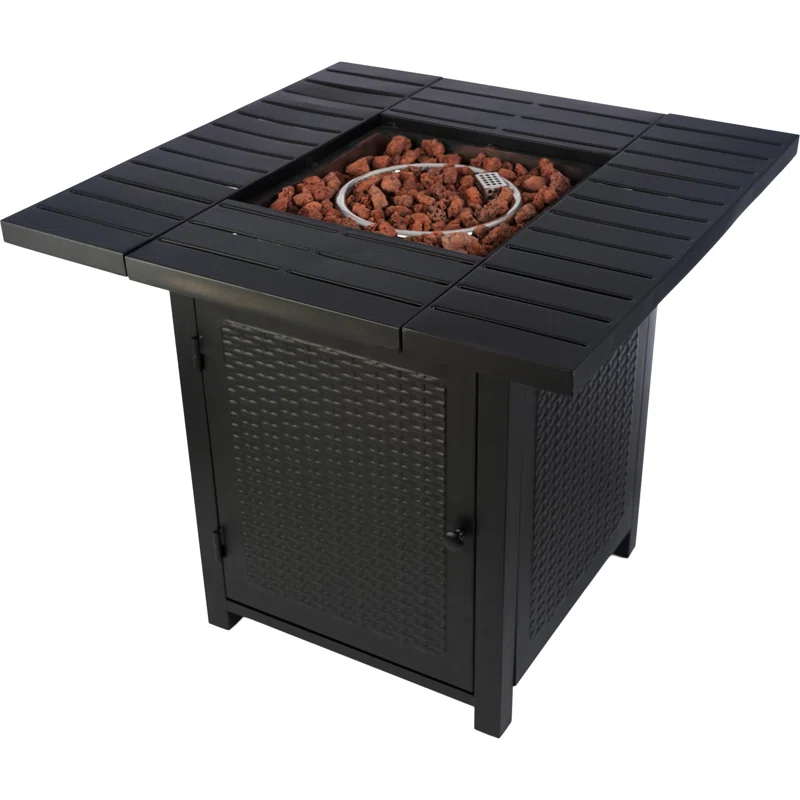 Propane Fire Pit - 30-Inch Outdoor Fireplace - 50,000 BTU Firepit - Fire Table with Electric Ignition, Lava Rocks, and Cover by Pure Garden