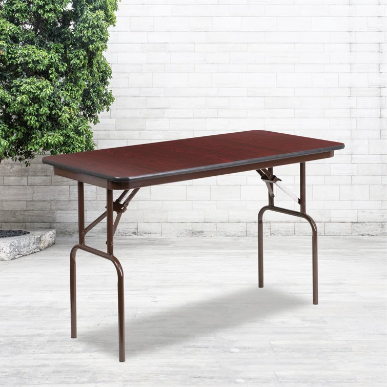 Flash Furniture Wofford 24" x 48" Rectangular Mahogany Melamine Laminate Folding Banquet Table