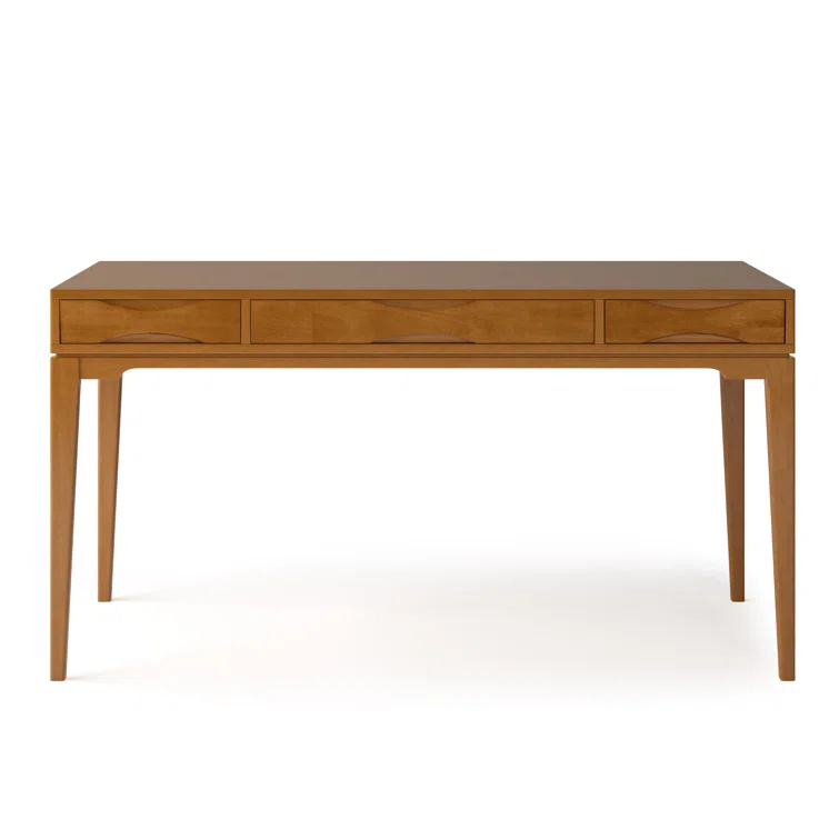 Simpli Home Harper Solid Wood Desk, Contemporary Style with Keyboard Tray and Storage