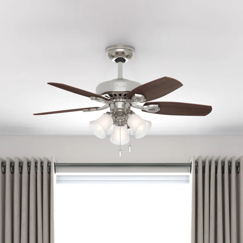 Hunter Fan 42" Builder 5 - Blade Standard Ceiling Fan with Pull Chain and Light Kit Included