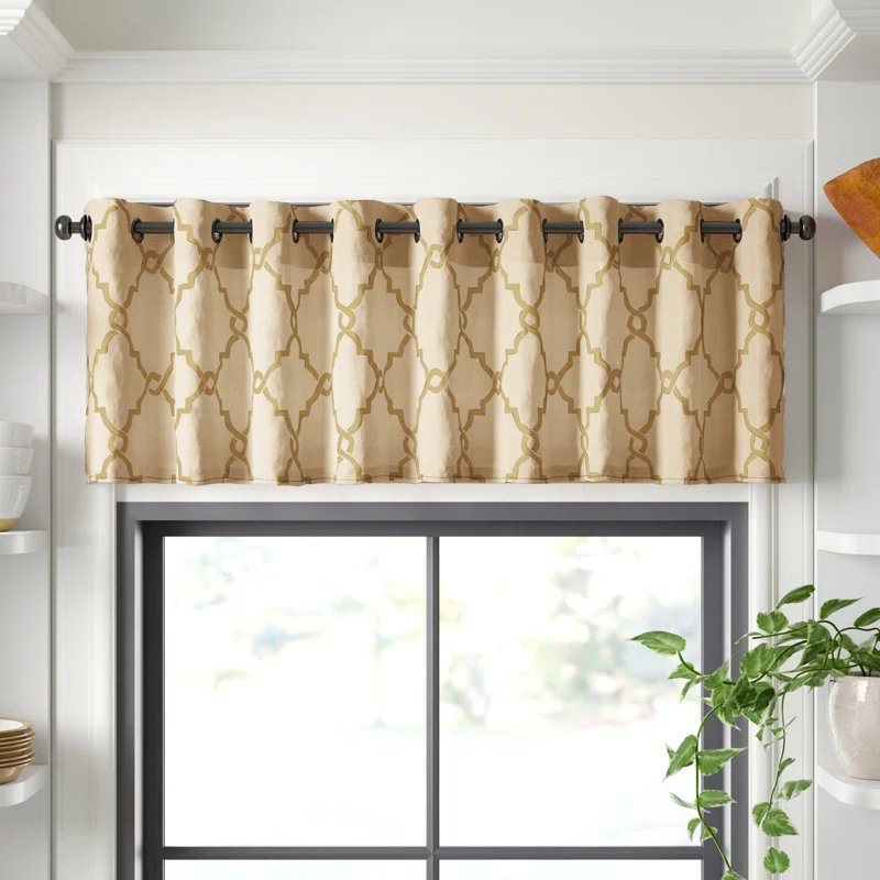 Madison Park Saratoga Fretwork Print Grommet Top Single Window Valance