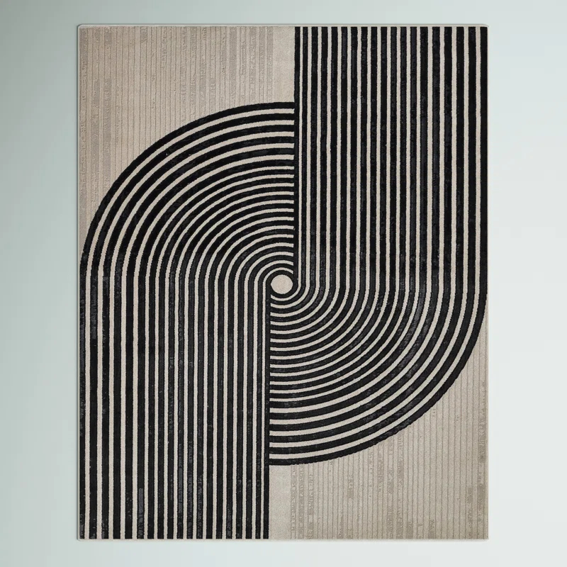 Wade Logan® Chanella Geometric Black/Beige Area Rug