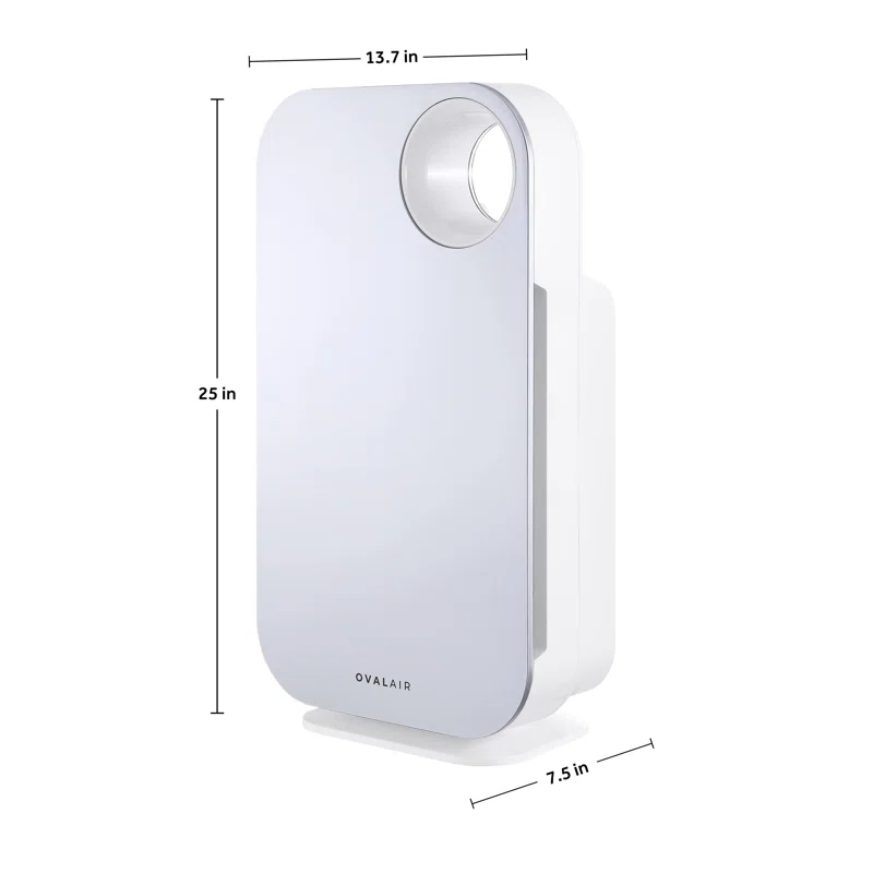 OVAL AIR OVAL AIR 3-Stage H13 True HEPA 5-in-1 Air Purifier reduces Allergies, Asthma, Pets, Odor, Smoke
