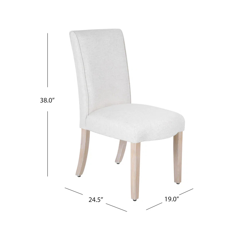 Red Barrel Studio® Scalloped Detail Dining Chair|Upholstered Parsons Dining Chairs |Decorative Home Furniture, Cream Textured Woven, Set Of 2 (Set of 2)
