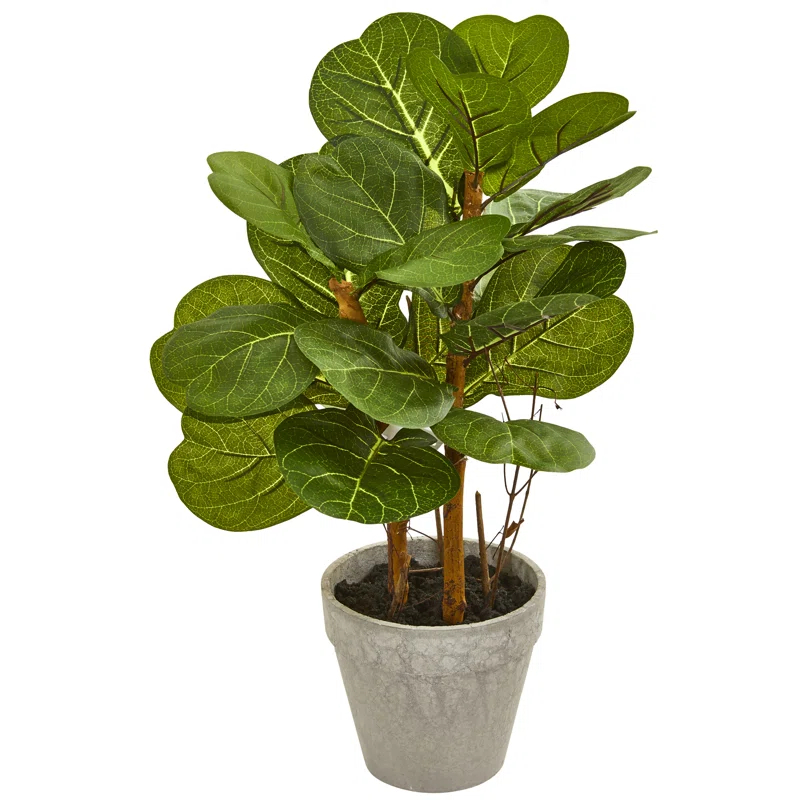 Gracie Oaks 22'' Faux Fiddle Leaf Fig Plant in Planter
