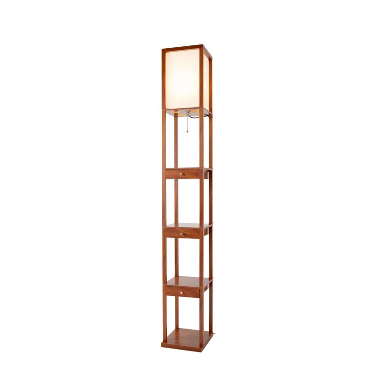 Latitude Run® 72" Column Floor Lamp With Shelves and 3 Drawers