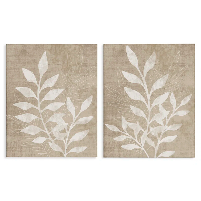 Stupell Industries " Boho Botanical Leaf Silhouette " by Natalie Carpentieri 2 - Pieces