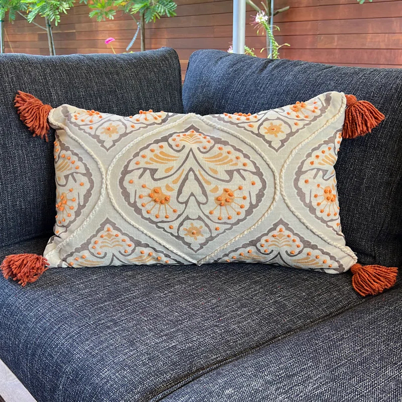 Drew DeRose Designs Texstyles Tassels Cotton Throw Pillow