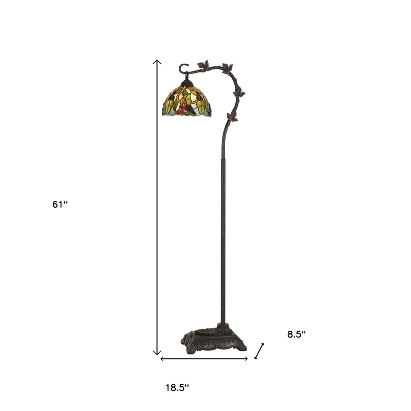 Bloomsbury Market 61" Bronze Traditional Shaped Floor Lamp With Green Yellow Dome Shade