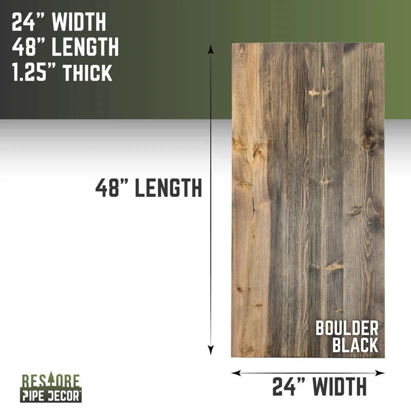 Pipe Decor 24 In. X 48 In. X 1.25 In. RESTORE Office Desk Wood Top