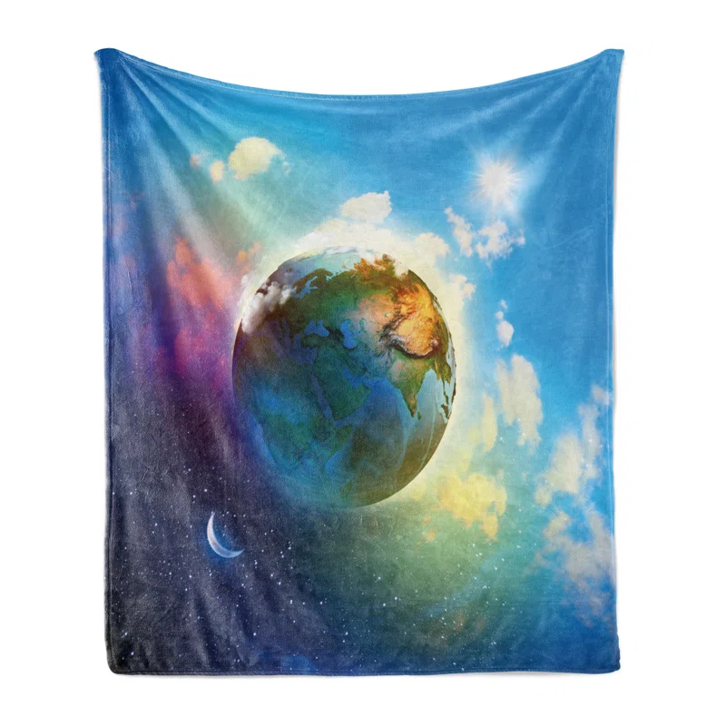 Ambesonne Ambesonne Space Fleece Throw Blanket Cosmos Vibrant SceneryBlue Violet