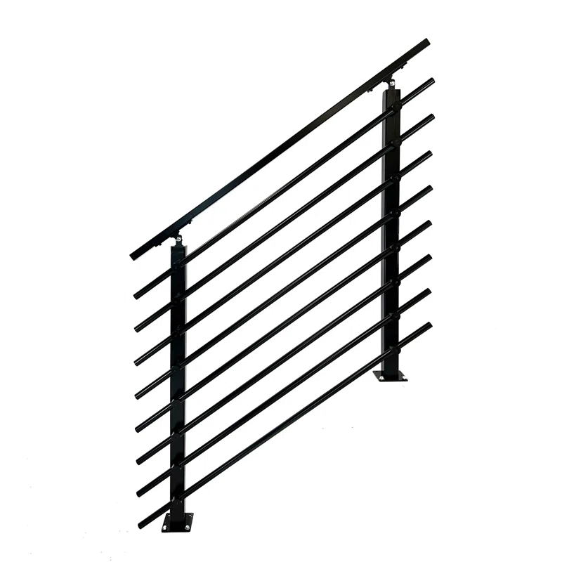Concept Fusion Modern Horizontal Adjustable Railing Banister System for Staircases Balconies and Decks Complete Guard Railing Kit