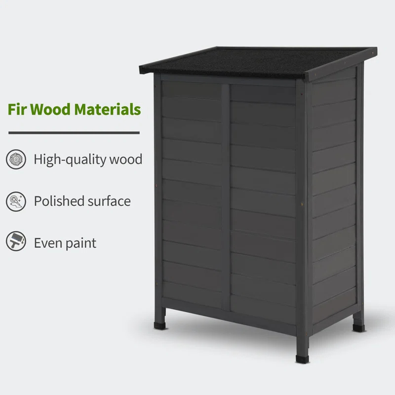 MCombo 24.6 in. W x 18 in. D Outdoor Wood Storage Cabinet，Garden Wooden Tool Shed with Double Doors