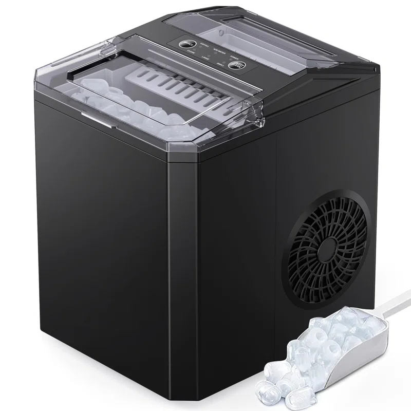 ColorLife 26lbs Countertop Bullet-Shape Ice Maker, 9 Cubes Make in 6 Mins, 2 Sizes of Bullet Ice