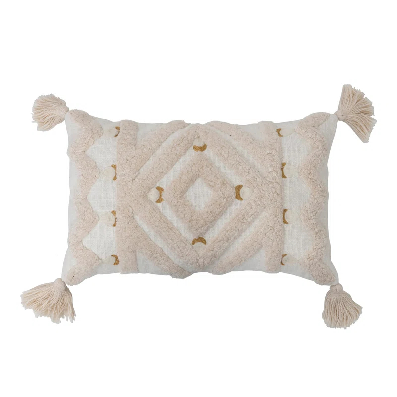 Creative Co-Op Embroidered Cotton Reversible Throw Pillow