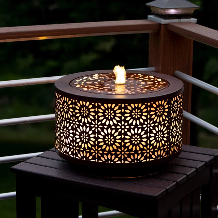 Dakota Fields Corsha Metal Weather Resistant Floor Fountain with Light