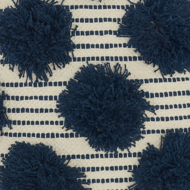 Mina Victory Pom-poms Cotton Reversible Throw Pillow