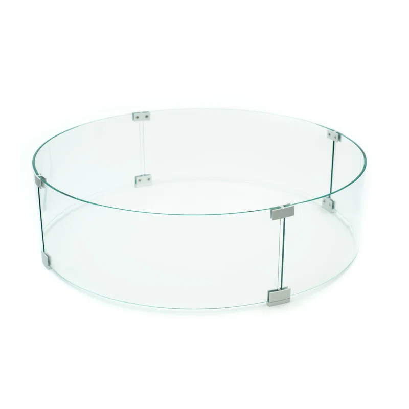 AMS Fireplace AMS Fire Pit Table Round Glass Wind Guard - Fire Flame Guard