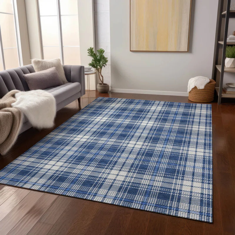 Machine Washable Indoor/Outdoor Chayden ACN993 Navy 10' x 14' Rug