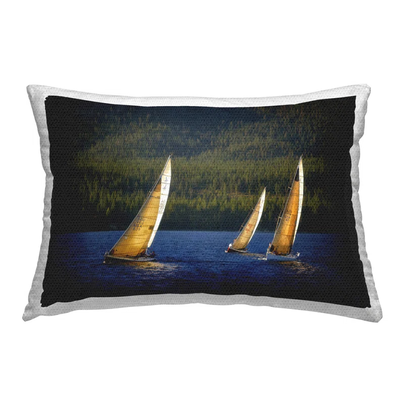 Stupell Industries Floating Sailboat Trio Printed Outdoor Throw Pillow Design by Dennis Frates