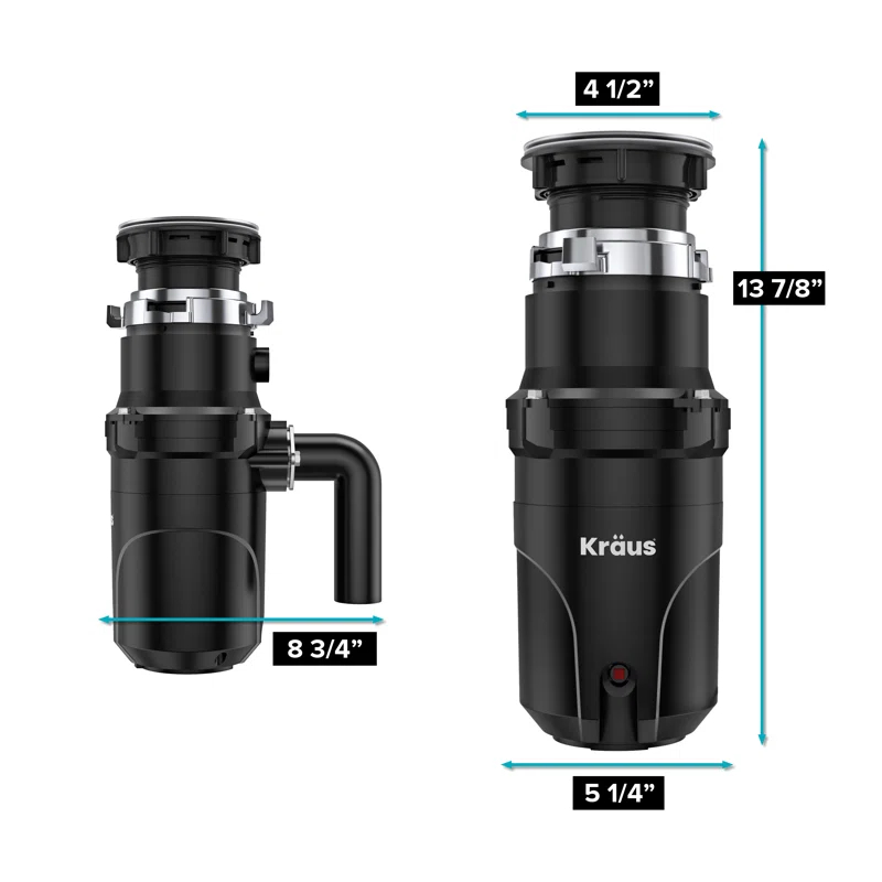 Kraus 1/3 HP WasteGuard High-Speed Ultra-Quiet Motor Garbage Disposal with Quick Connect Mount