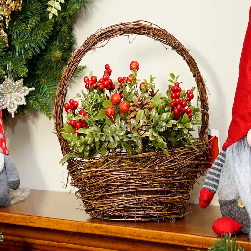 Northlight Seasonal 12" Red and Green Pine Cones Berries Christmas Tabletop Decoration | Wayfair