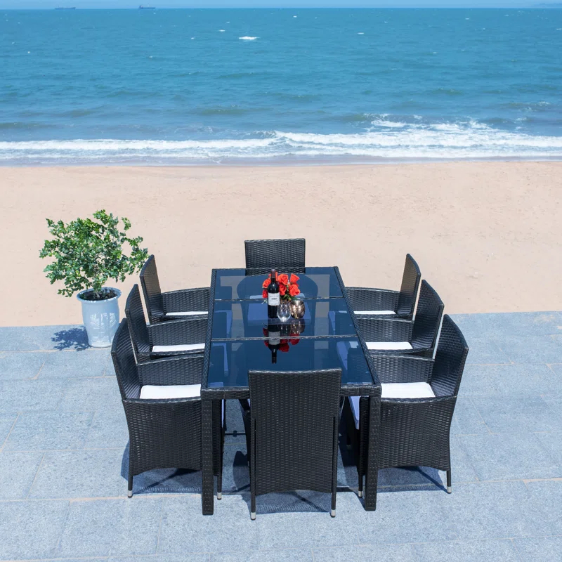 Safavieh Hailee 8 - Person Rectangular Outdoor Dining Set with Cushions