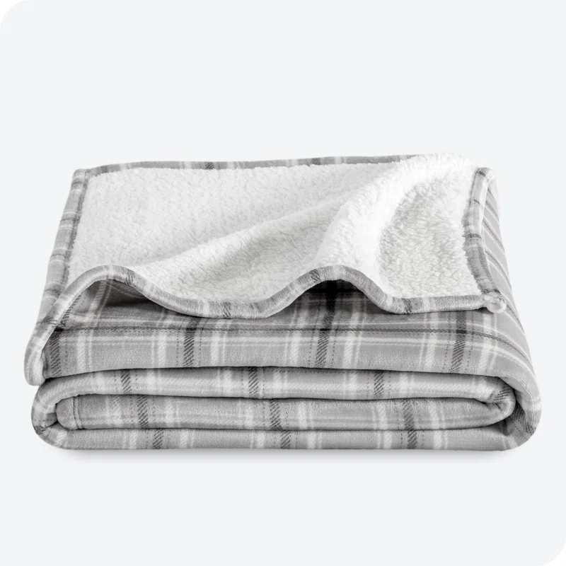 Bare Home Bare Home Printed Sherpa Fleece Blanket - Warm & Lightweight - Soft Plush Blanket - Reversible