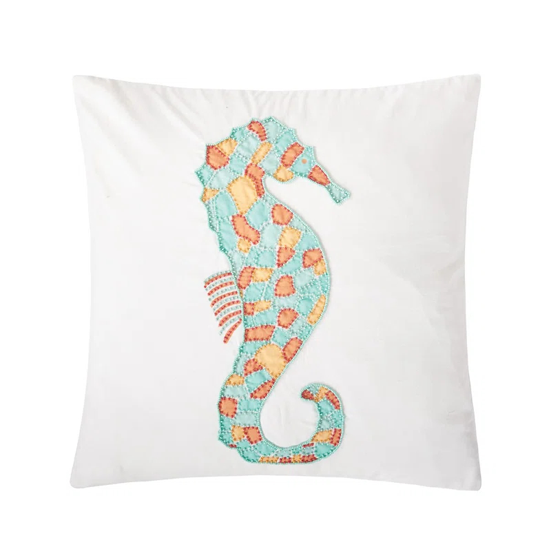 C&F Home Grand Turks Grand Seahorse Beaded Pillow