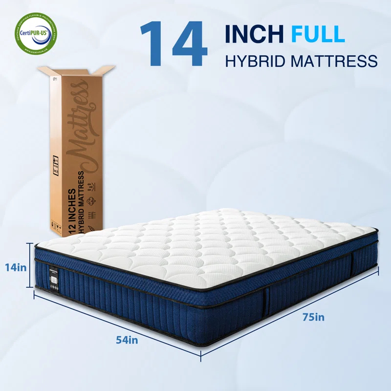 Alwyn Home Ciel 14'' Pillow Top Medium Firm Hybrid Mattress In A Box