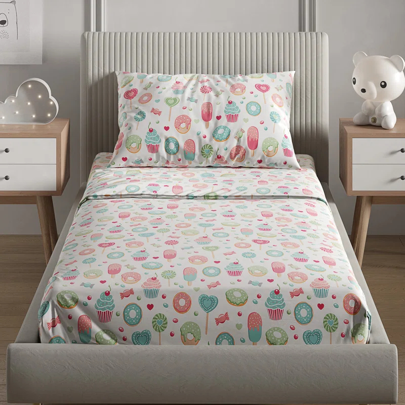 CGK Linens 4 Piece Kids Microfiber Sheet Set - Wrinkle Free - Cute, Cozy, Soft