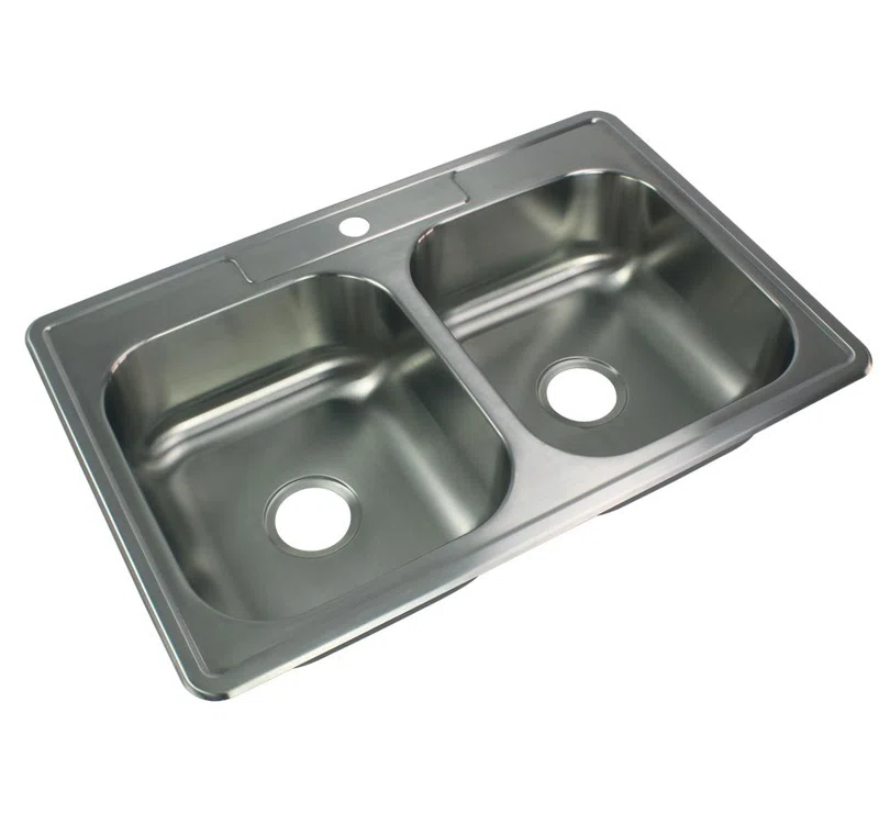 33'' L Drop-In Double Bowl Stainless Steel Kitchen Sink