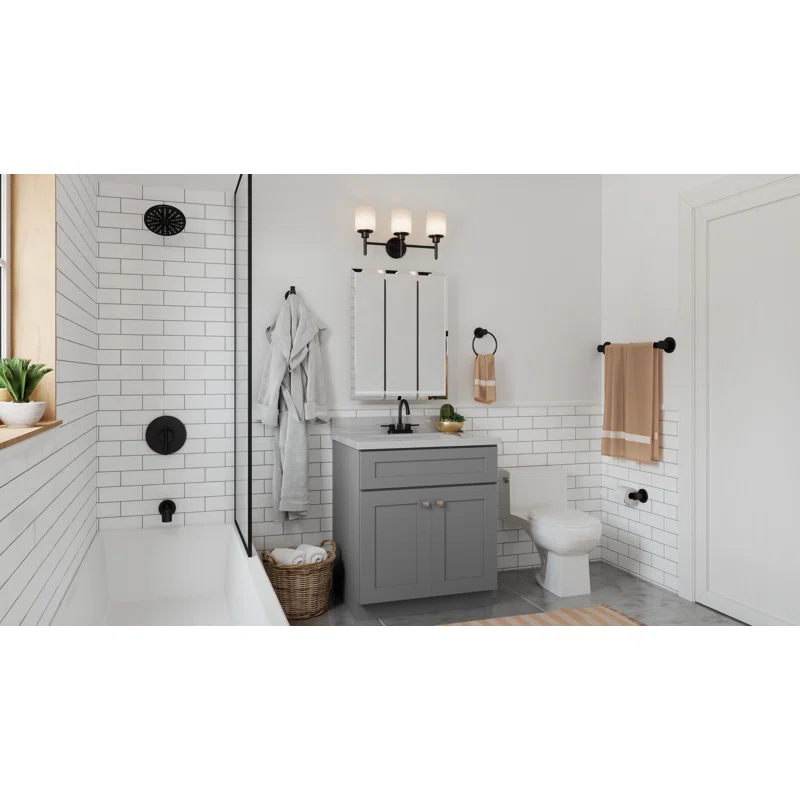 Design House Brookings 30 Inch Bathroom Vanity, Ready to Assemble, Solid Wood, Sherwin Williams – Design House, 587089